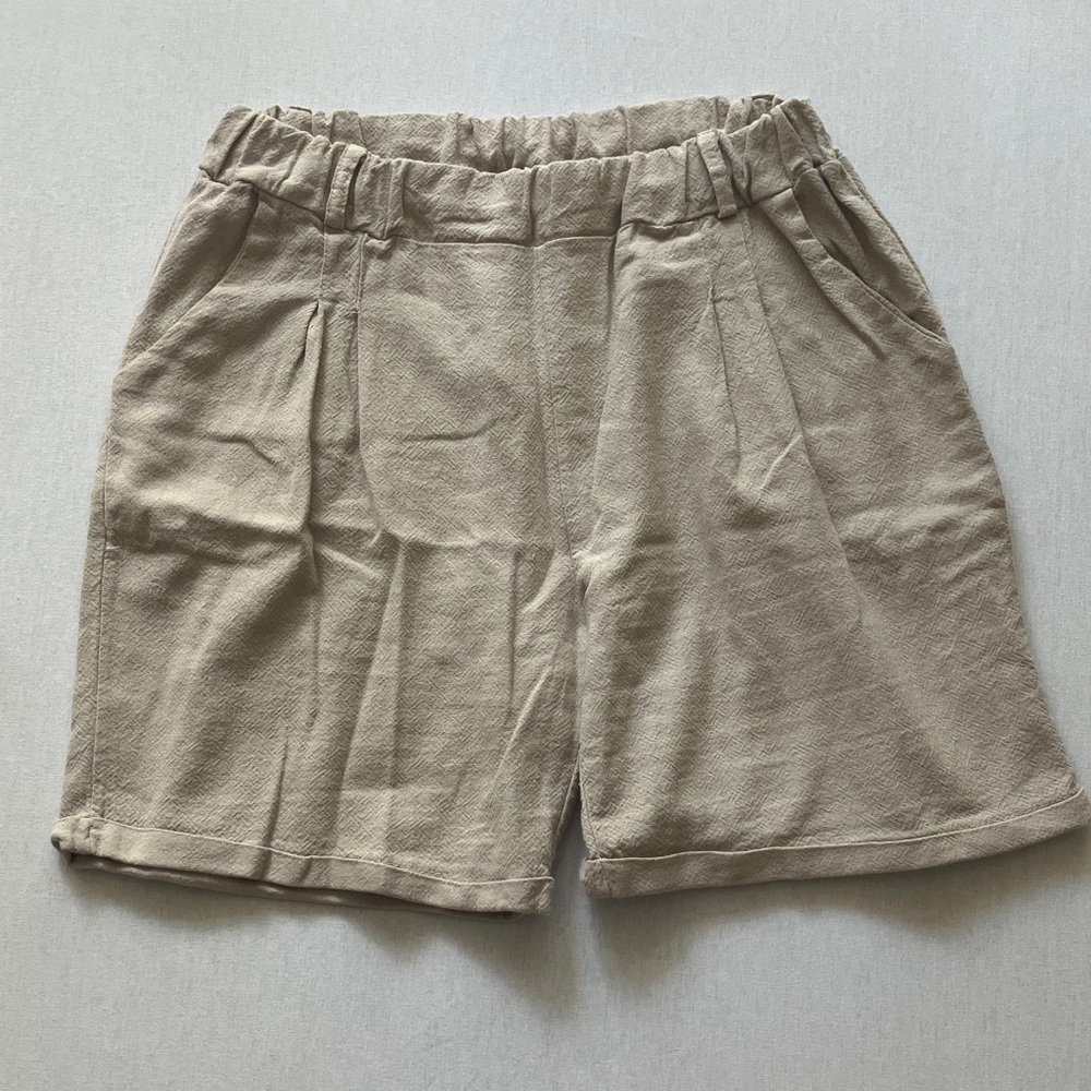 Women’s Relaxed Linen-Blend Bermuda Shorts in Beige